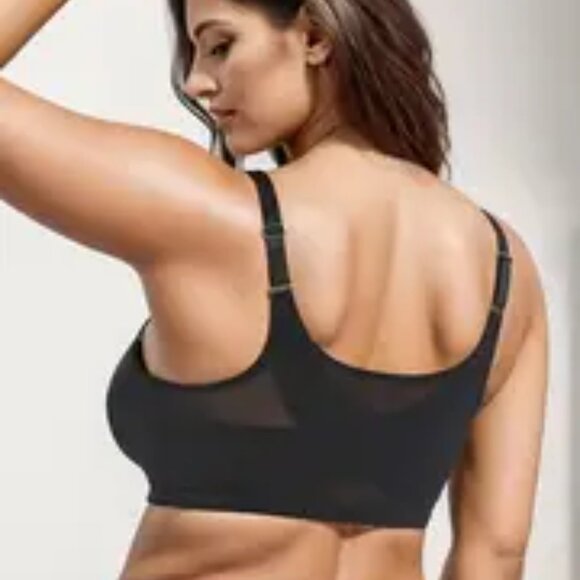 Sport Bra Front Closure Padded Wireless Fitness 8XL #3 Black, White, Beige - Picture 6 of 6